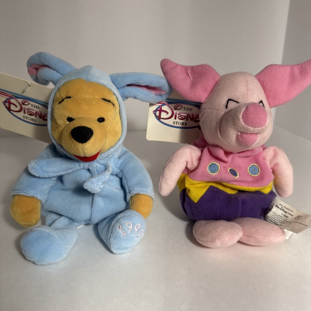 The Disney‎ Store Easter Bunny Pooh Egg Piglet Mini Bean Bag Plush Beanie Vtg